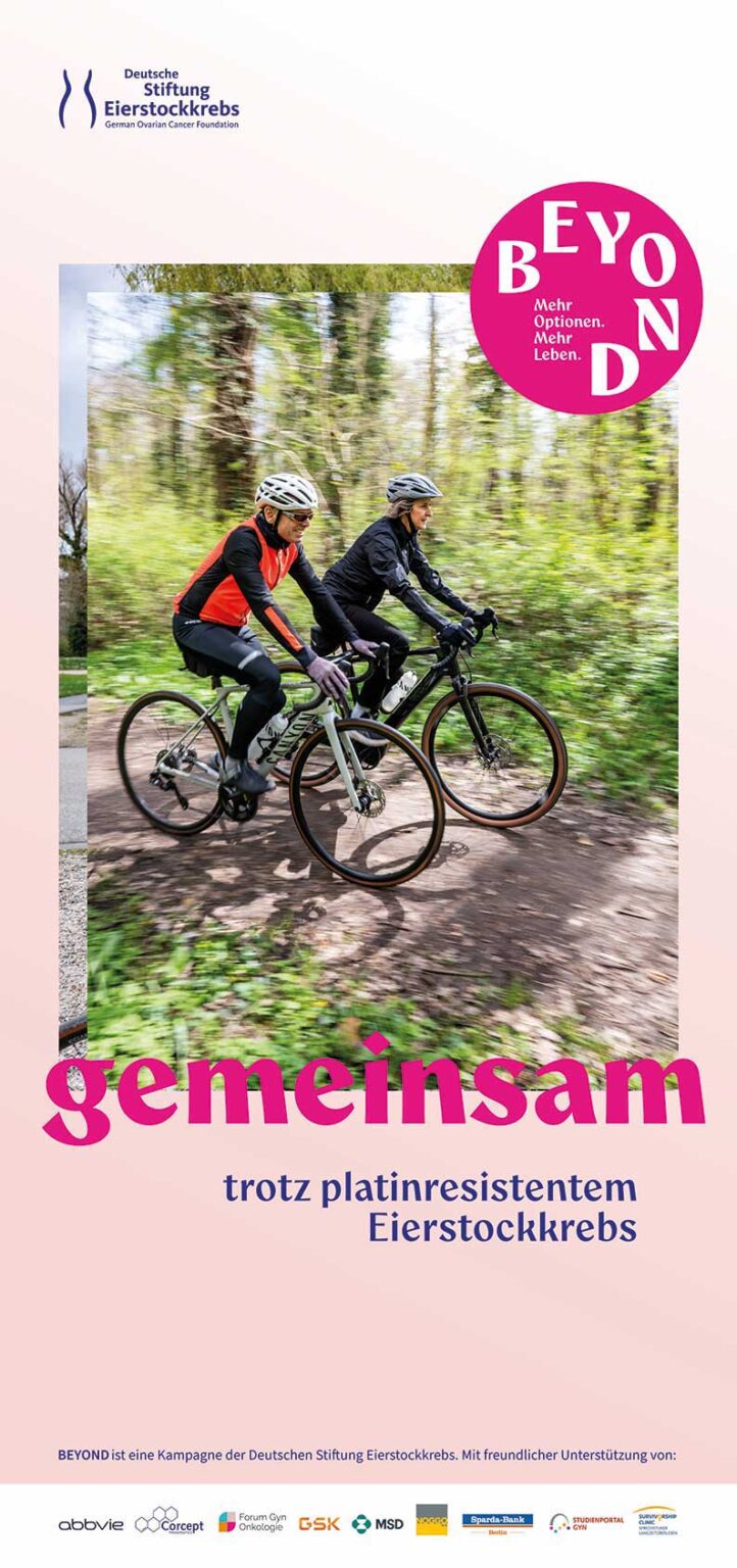 Kampagnenbild von Claudia mit ihrem Mann auf dem Mountainbike mit dem Slogan gemeinsam