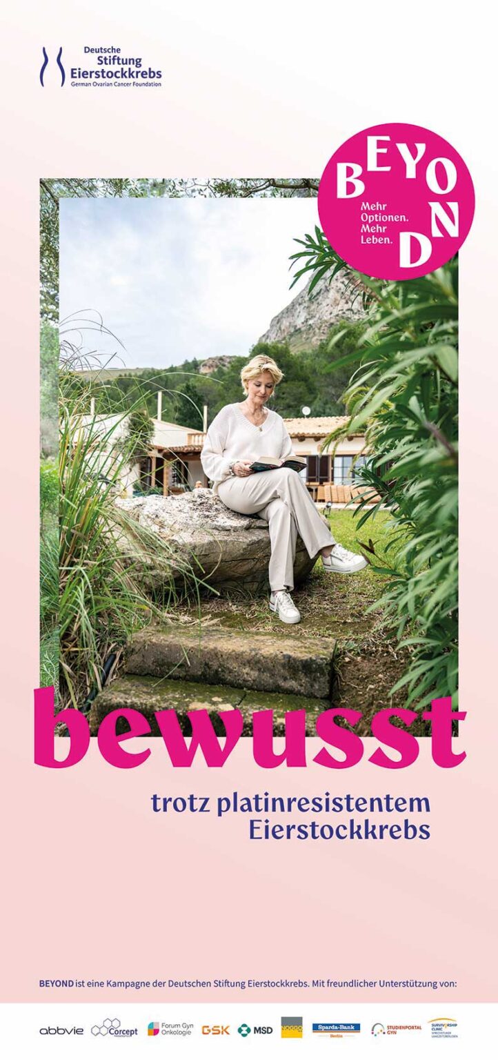 Kampagnenbild von Silke in der Natur mit dem Slogan bewusst